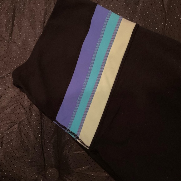 “LULULEMON”  Reversible Cropped Pants with Tri Colour Top Band/ Stripe. - Picture 4 of 13